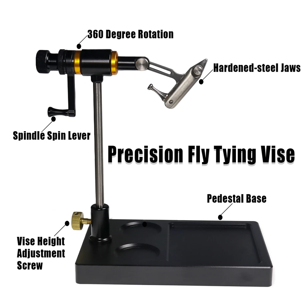 Bimoo-mordazas de acero endurecido con rotación de 360 °, tornillo de fijación con Base de Pedestal pesado, plantilla para hacer señuelos, Kit de herramientas para atar moscas de pesca - imagen 2