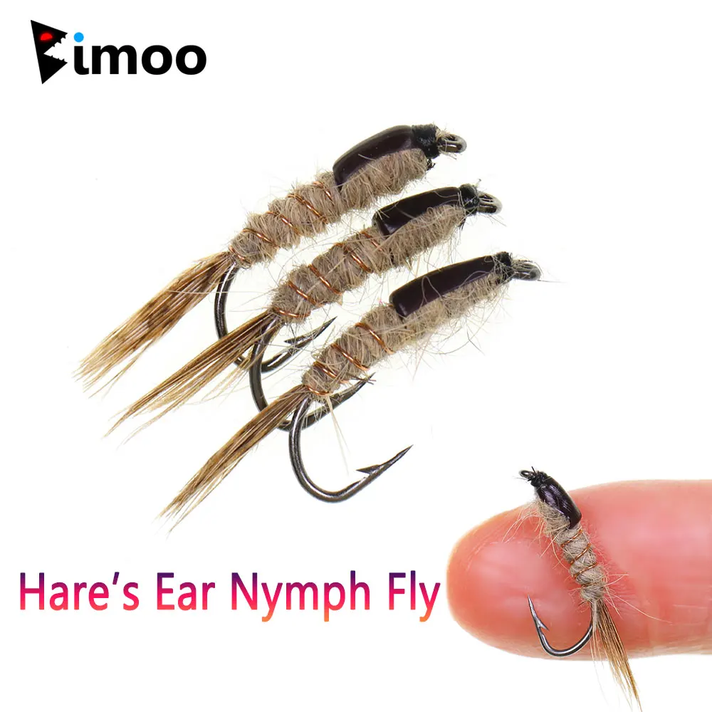 Bimoo 3/6PCS # 12 cola de faisán oreja de liebre ninfa mosca con púas mosca húmeda Artificial para trucha Grayling Panfish perca Señuelos de pesca - imagen 2