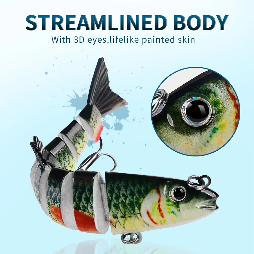 Señuelos de pesca Crankbait, Wobblers que se hunden, Swimbait articulado, cebo Artificial de 7 segmentos para aparejos de pesca, 1 ud. - imagen 4