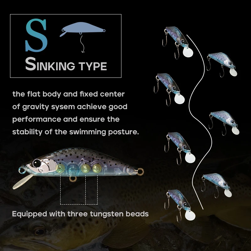 LETOYO 3,1g/3,6g señuelo de pececillo hundido Mini cebos de pececillo duro tembloroso lanzamiento estable capa de natación completa señuelos de trucha - imagen 4