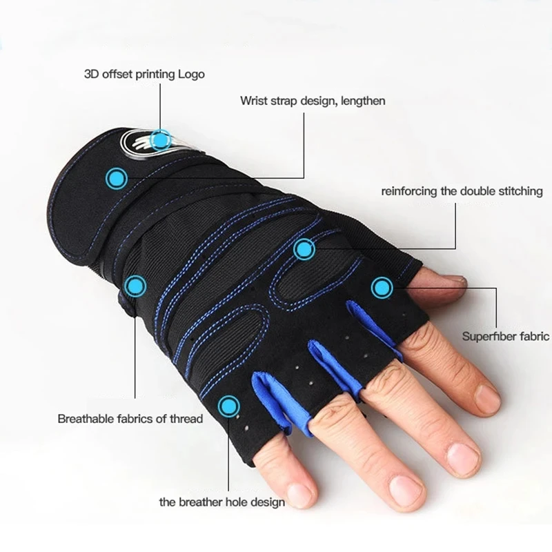 Guantes de gimnasio para hombres y mujeres, guantes de pulsera para levantamiento de pesas, entrenamiento de culturismo, ejercicio deportivo, guantes de ciclismo a prueba de golpes - imagen 3