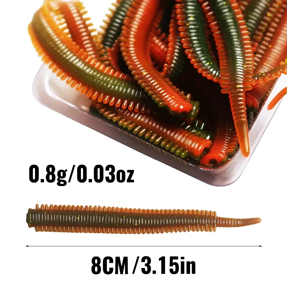 TPR 10 piezas 80mm simulación arena gusano de seda cebo de pesca mar gusanos de arena cebo suave cebo de gusano rojo cebos simulados cebos biónicos - imagen 2