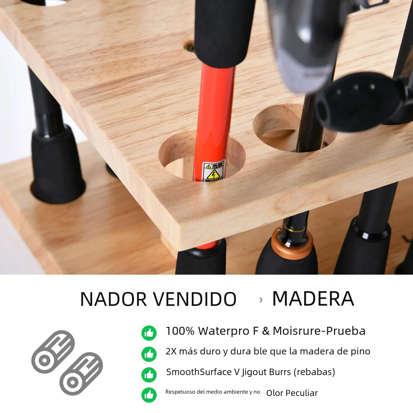 Goture-soportes para caña de pescar, estante de 16 cañas, soporte Vertical para caña, montaje en pared Modular para garaje, soporte de exhibición para caña de pescar, marco fijo - imagen 4