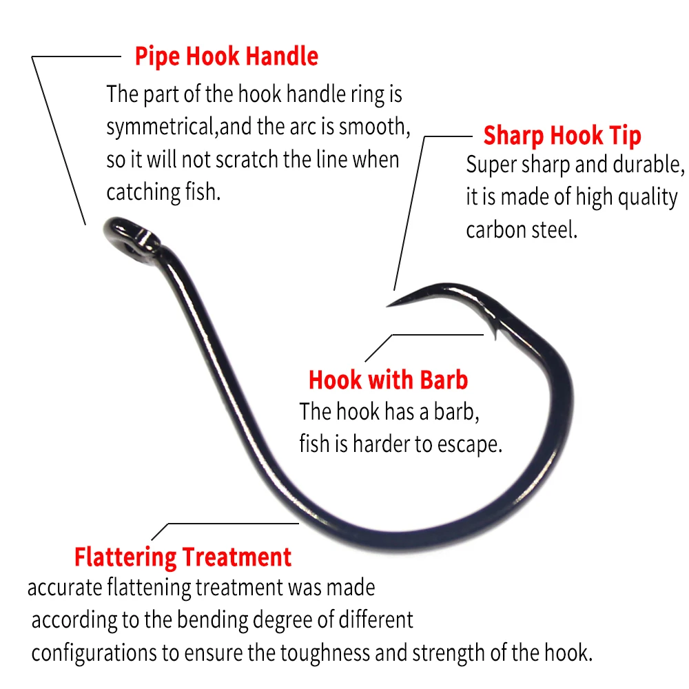 WIFREO 40 Uds accesorios de pesca 3/0 5/0 6/0 7/0 8/0 Up ojo círculo gancho agua salada bagre aparejo anzuelos aparejos - imagen 3