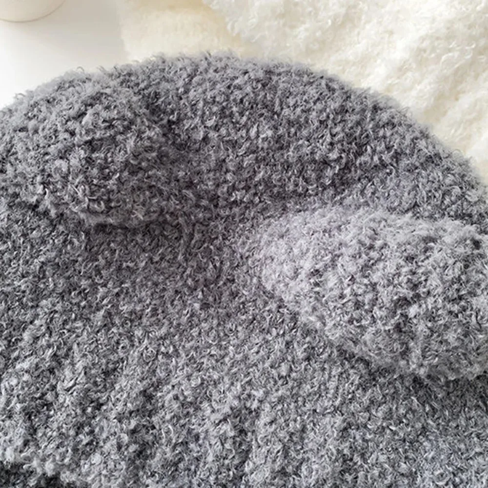 Gorro de lana con orejas de oso Y2k, gorros cálidos con protección para los oídos, gorra Bomber de punto con cordones y cuerda - imagen 2