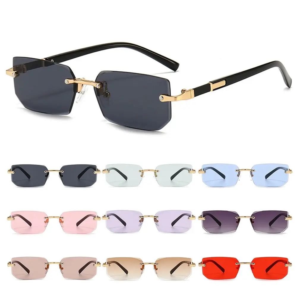 Gafas de sol rectangulares sin montura UV400 moda Y2K - imagen 4