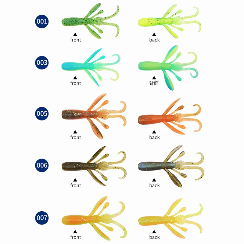 FSDZSO-SEÑUELOS Crazy de 75mm/5 piezas, señuelos blandos de pesca, camarones, langostas, Señuelos de Pesca de plástico suave - imagen 2