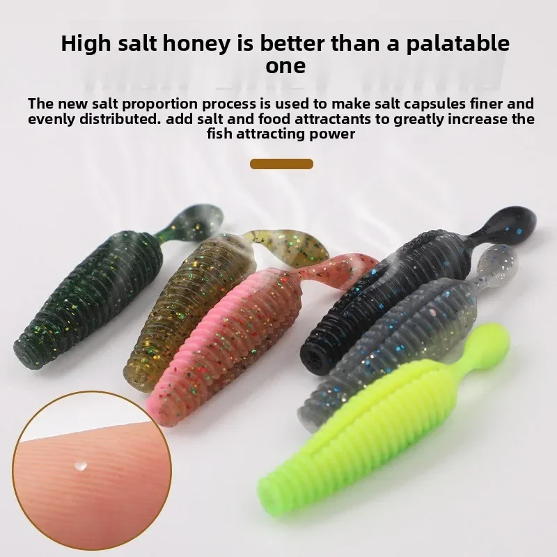 MUKUN 10PCS Potatoes Soft Fishing Lure 60mm 4g Grubs Worm Artificial bait For Pink Bass with salt Freshwater Saltwater Tackle - imagen 5