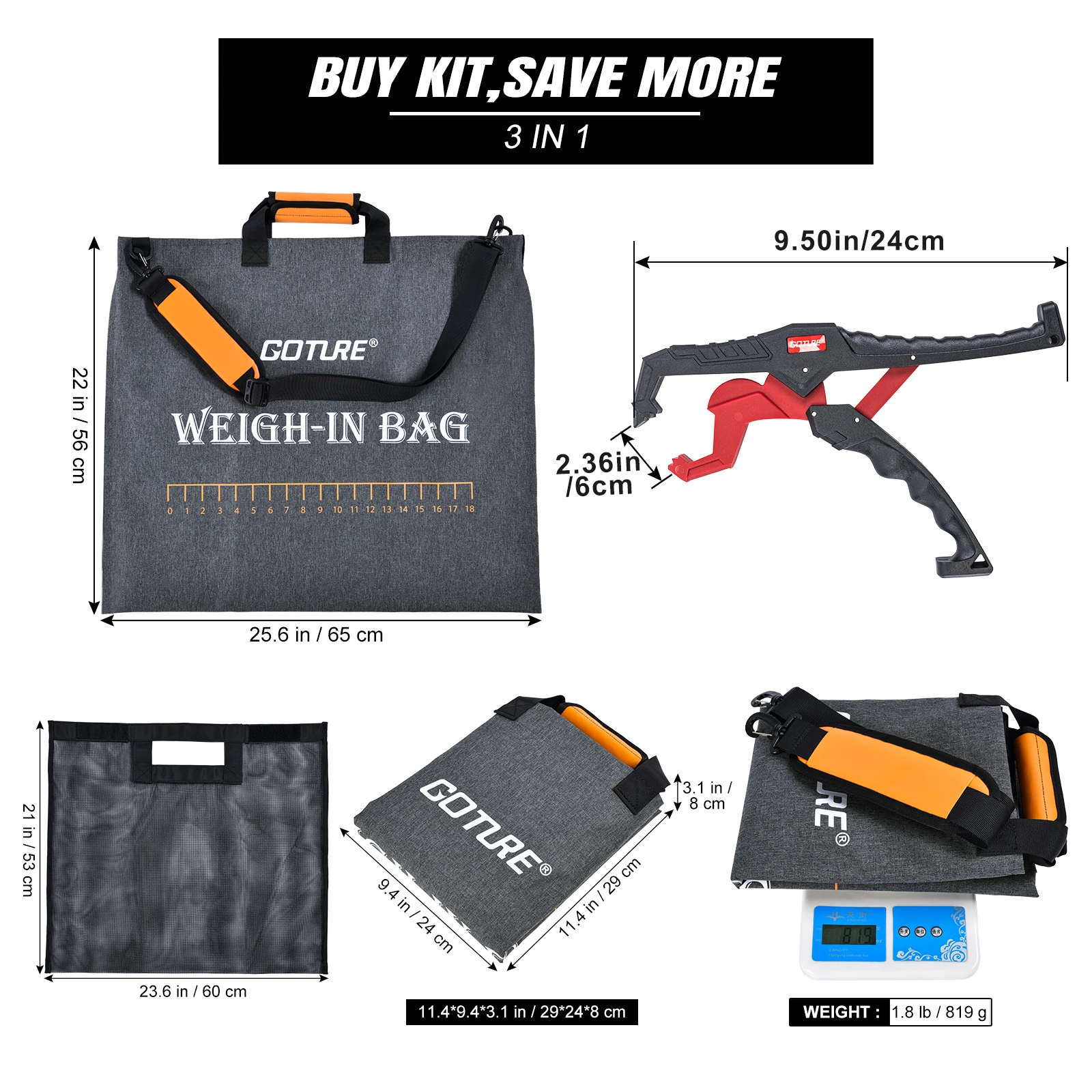 Goture-Bolsa de pesaje ultraligera para pesca, bolsa de captura portátil para torneo, entrega rápida, 65cm x 56cm - imagen 5