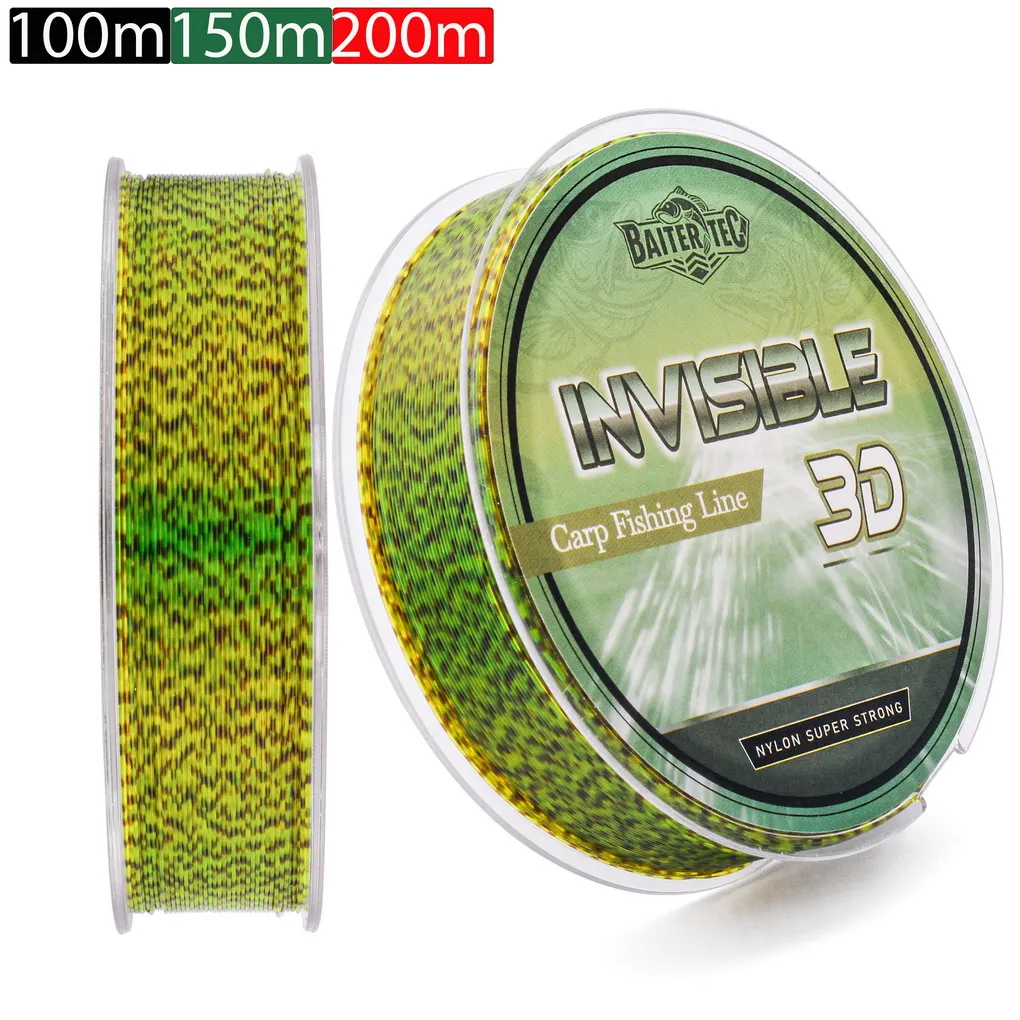 Línea de pesca Invisible de 100m, 150m, 200m, monofilamento puntado, hilo de nailon hundido 3D, línea recubierta de fluorocarbono de carpa moteada japonesa - imagen 3