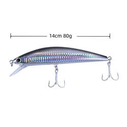 MUKUN Minnow 14cm Hundimiento – Señuelo Duro con Anzuelos Triples