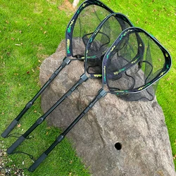 Red de pesca plegable telescópica Triangular retráctil de aleación de aluminio, red de pesca plegable con poste telescópico, 1 ud.