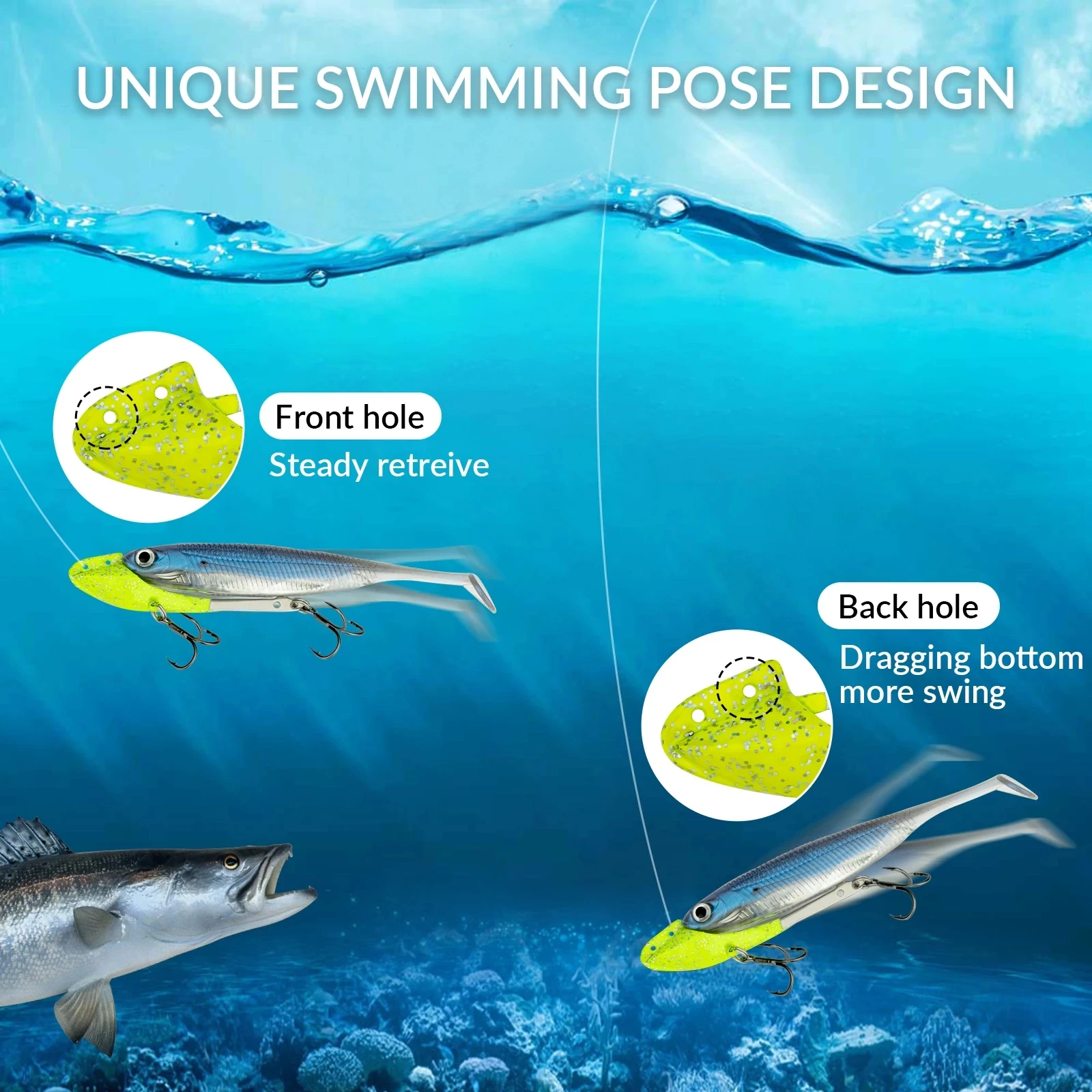 Machete-señuelo de cabeza Jigging, 15g, 6,5 cm, Wobbler, Metal, Micro Jig para gusano blando, Swimbait, gancho luminoso en forma de hoz, depredador, Lucio - imagen 5