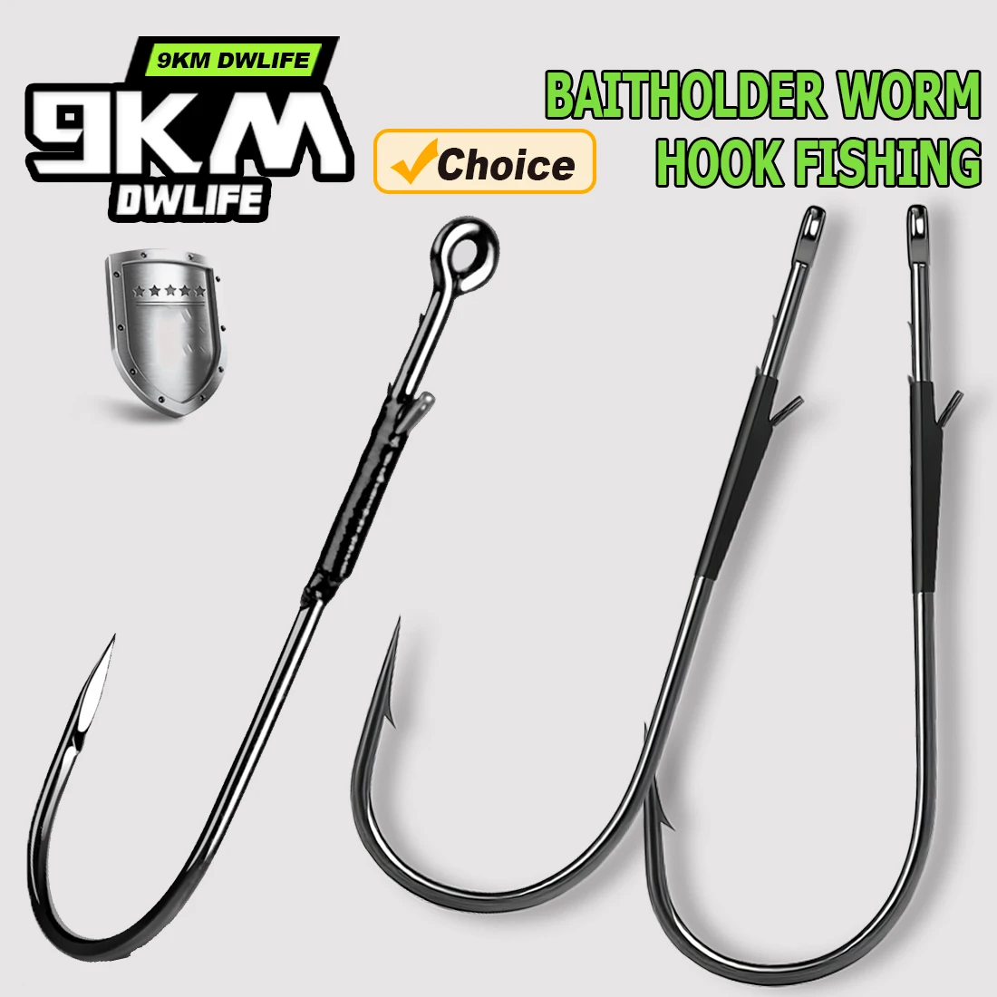 9KM 10-20 piezas Baitholder anzuelo de gusano pesca gancho de acero alto en carbono para pesca de lubina volteando punzonado lanzamiento Texas Drop Shot Rig