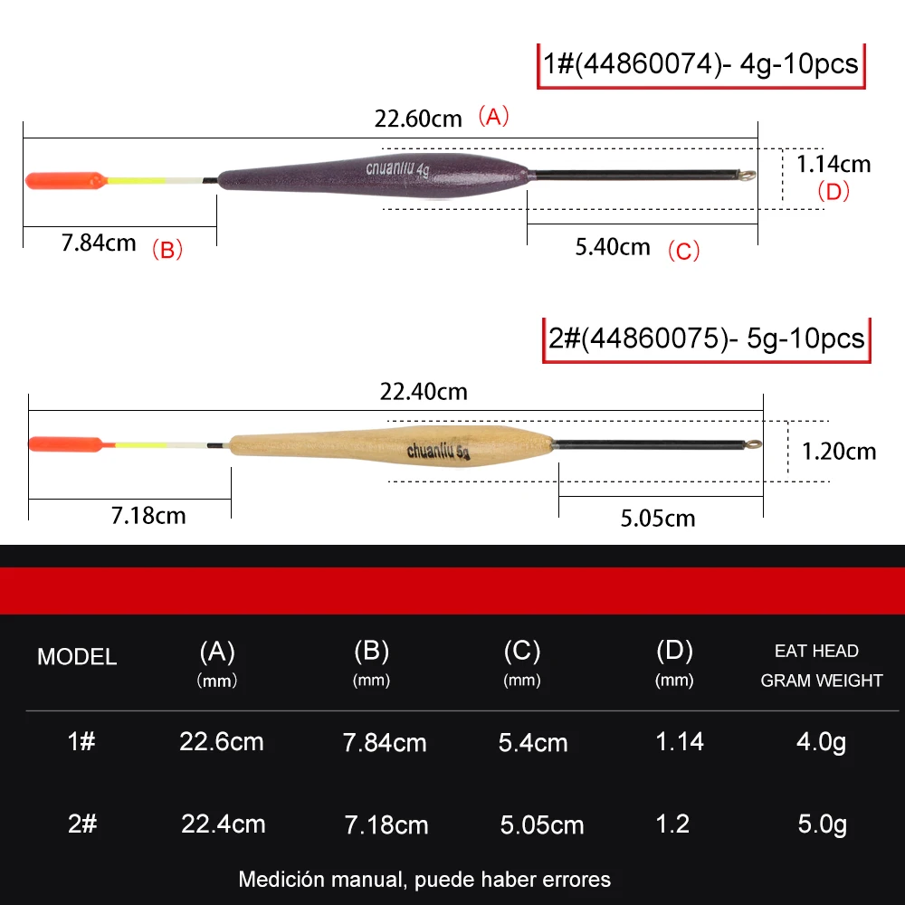 FTK-flotador de pesca de tamaño 4g/5g, aparejos de boya Vertical, 10 unids/set - imagen 4