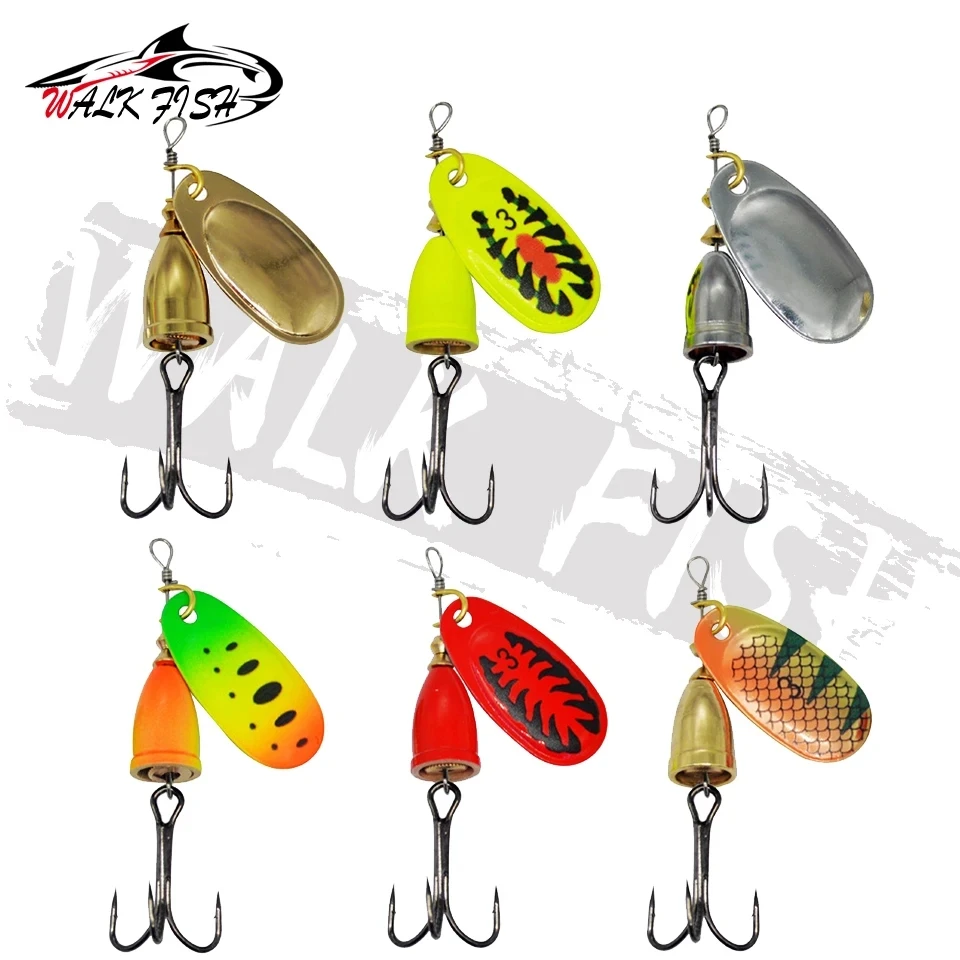 WALK FISH Spinnerbait-señuelo de pesca, cuchara que se hunde, Spinner de Metal, anzuelo triple de trucha de 8g, alimentador Isca Wobbler para Lucio, cebo de lubina - imagen 2