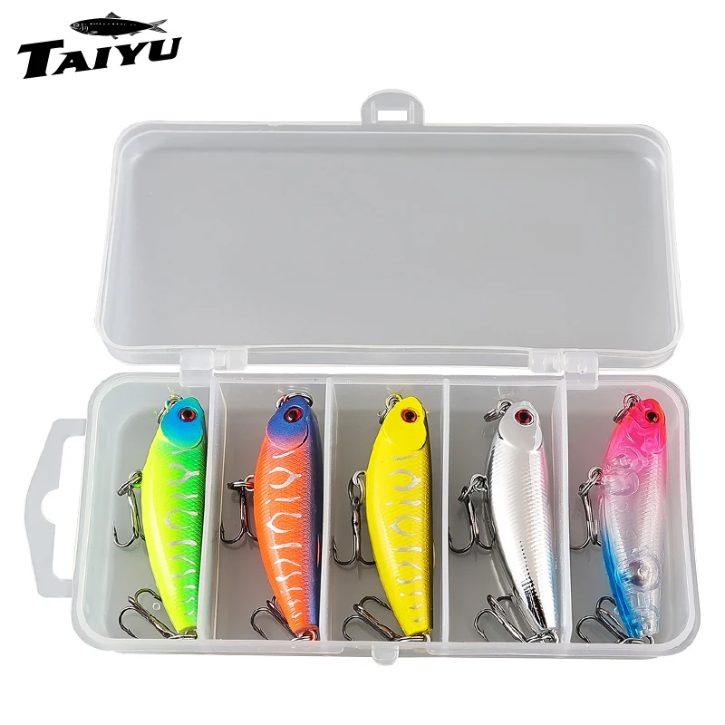 5 unids/set 5,5 cm cebo Señuelos de Pesca Kit agua salada/agua dulce columpio de agua poco profunda juego de cebo duro para lubina trucha - imagen 2