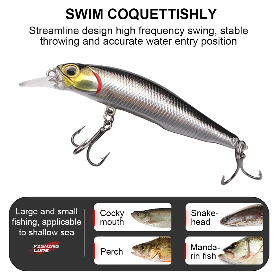 WALK FISH-señuelo de pesca Artificial, cebo duro de Uds de agua dulce, 1 señuelos de pesca carpa, 75mm/5g - imagen 4