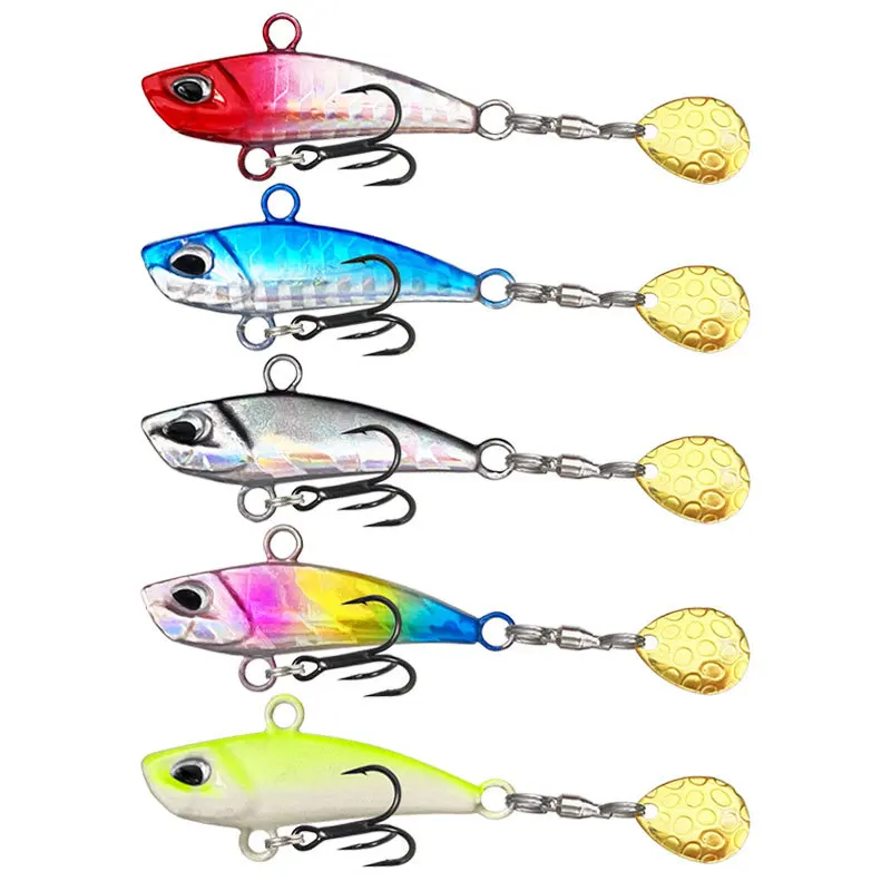 Gran oferta 7/10/15/20g ojos 3D Metal Vib hoja señuelo hundimiento vibración cebos vibración Artificial para lubina Pike perca pesca 5 colores