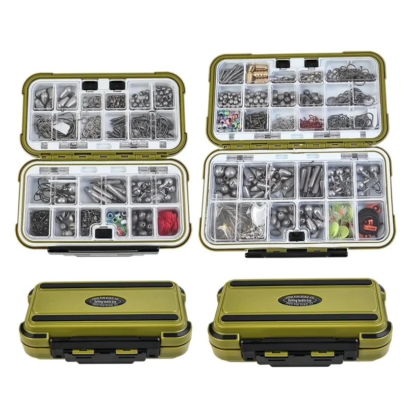 Kit de accesorios para pesca al aire libre, 329/537 Uds., con caja de aparejos, ganchos, plomos giratorios para pesca en agua salada, juego completo de señuelos