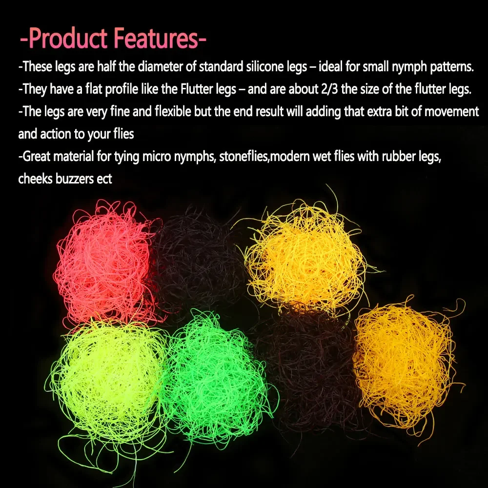 Bimoo-Mini piernas aleteadas, Material de atado de moscas Dub, patas de goma de silicona fina para atar ninfas, moscas húmedas Stonefly, Señuelos de pesca de trucha - imagen 5