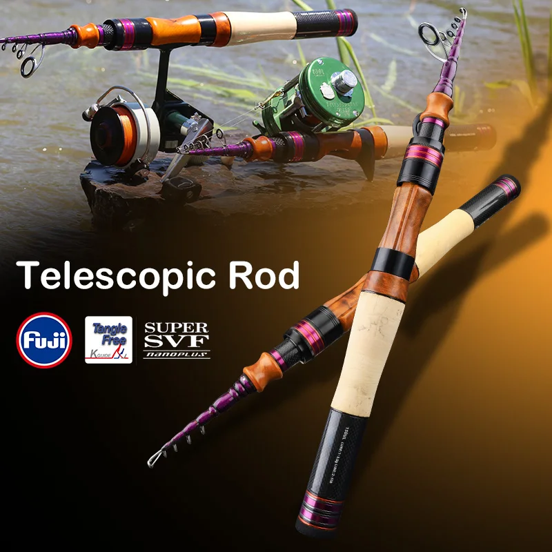 PURELURE-caña telescópica XUL BFS de 1,50 m, accesorio de viaje de 5 pies, giratoria, fundición de carbono, Punta sólida, pequeña, percha de cebo - imagen 3