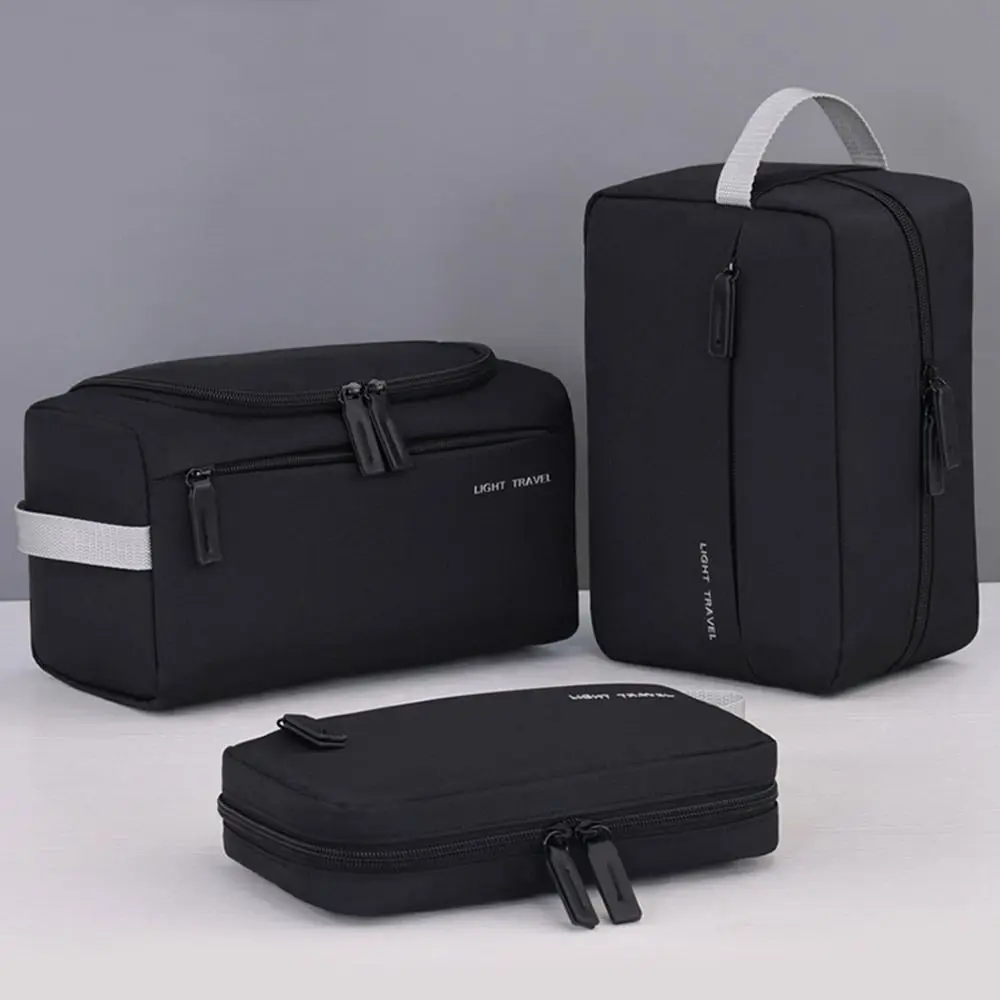 Neceser de viaje 3 en 1, Kit organizador de artículos de tocador de gran capacidad de tela Oxford, bolsa de afeitar impermeable plegable de mano para negocios - imagen 2