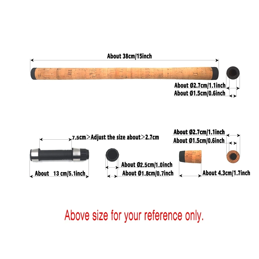 MNFT 1 Juego de mango de caña de pescar de corcho, reparación de asiento de carrete, agarre de caña compuesta - imagen 2