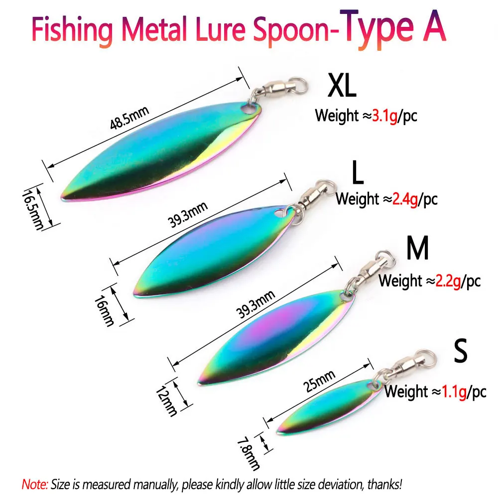 Bimoo-cuchara de señuelo de Metal para pesca, 5 uds., cuchara giratoria DIY, señuelos, ranas, VIB, accesorios reflectantes, hoja, cucharas ruidosas, herramienta de pesca - imagen 3