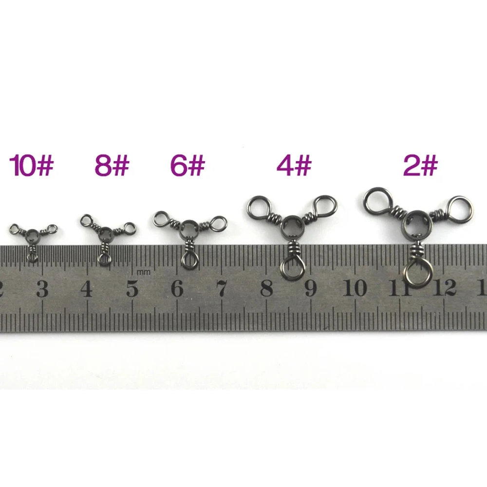 Aparejos de pesca para carpa, anzuelos de 3 vías, conector de pesca de níquel negro, giratorios de pesca de tres vías, giratorios Trigeminos - imagen 5