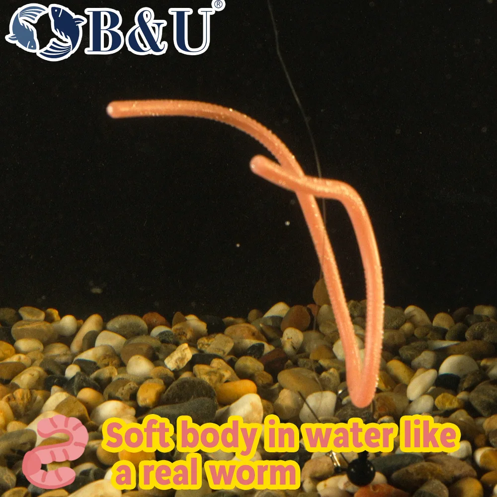B&U 280mm Earthworm Slow Sinking Soft Lure Artificial Fishing Lures Sea Worms Bait Soft Silicone Fishing Lure Bass Fishing - imagen 3