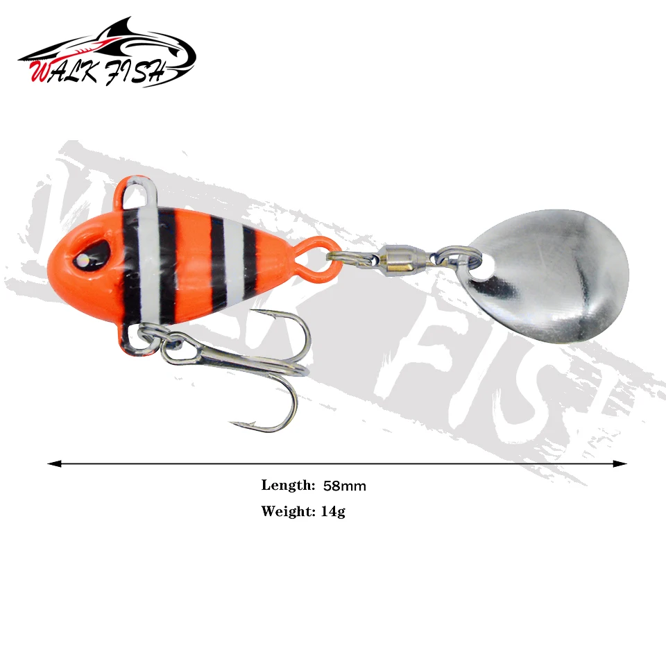 WALK FISH 1 Uds nueva cola giratoria 14g equilibrio giratorio plantilla de Metal VIB cebo de vibración Spinner cuchara hundimiento señuelo de Pesca - imagen 2