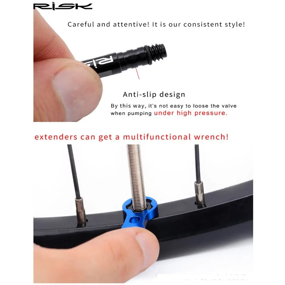Accesorio extensor de válvula extraíble para bicicletas con tuerca - imagen 2