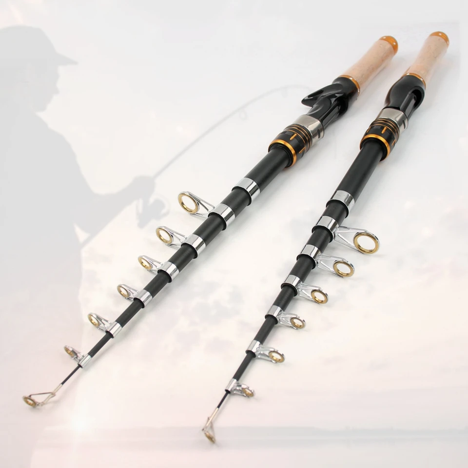 Caña de pescar telescópica de 1,8 M y 2,1 M, caña de lanzamiento giratoria, peso del señuelo 7-28g, poste ultracorto y ligero para niños principiantes - imagen 2