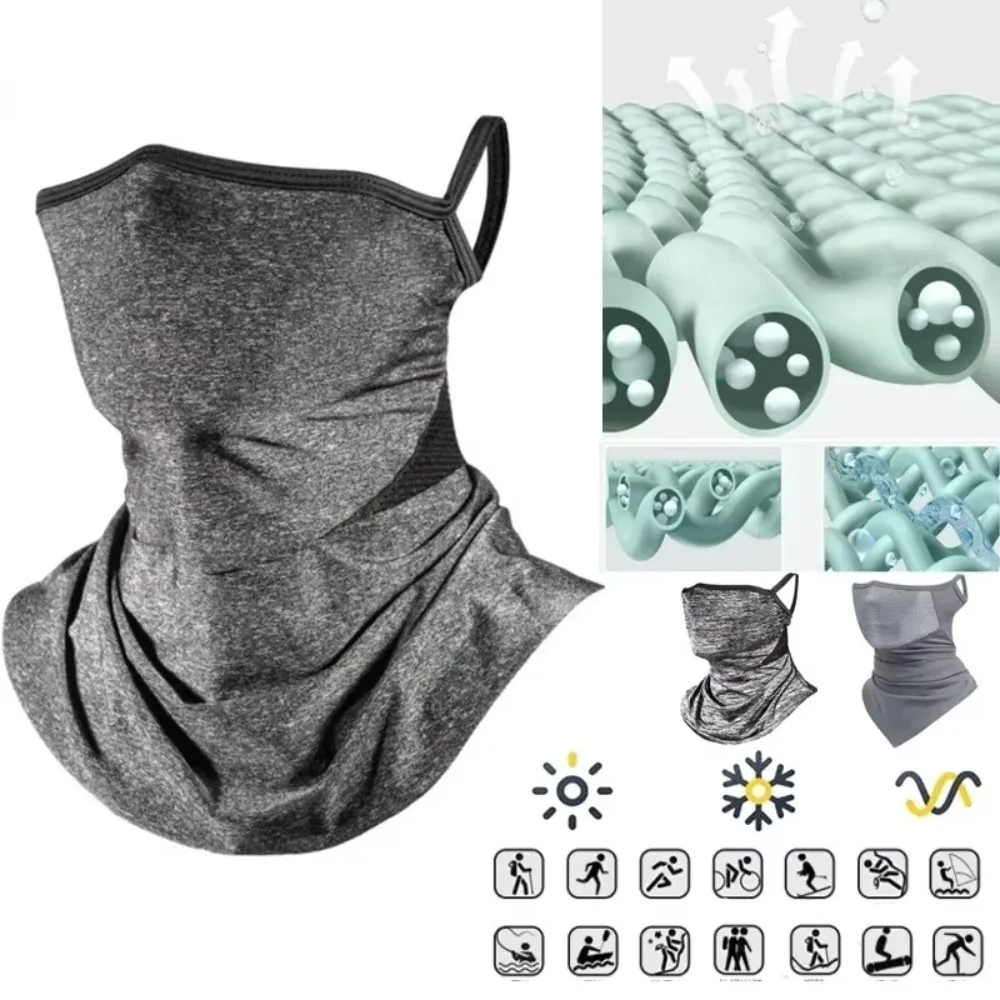 Protección UV cubierta de cabeza de seda de hielo a prueba de viento transpirable colgante oreja bufanda de ciclismo protector solar a prueba de polvo máscara de montar deportiva Unisex - imagen 4