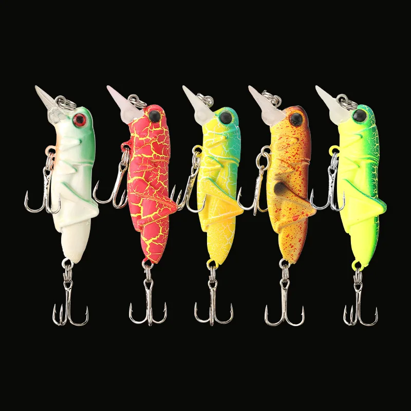 Señuelo de pesca insecto cebo duro simulación langosta pececillo señuelos 4cm 5,5 cm flotador Artificial saltamontes captura carpa 1 pieza venta - imagen 4
