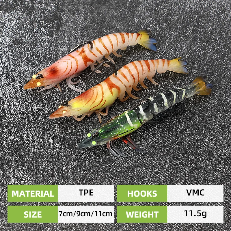 Señuelo de cebo suave de camarones de PVC artificial de 4 colores, 12g, 9cm, cebo luminiscente utilizado para actividades de pesca, suministros de equipo de pesca - imagen 5