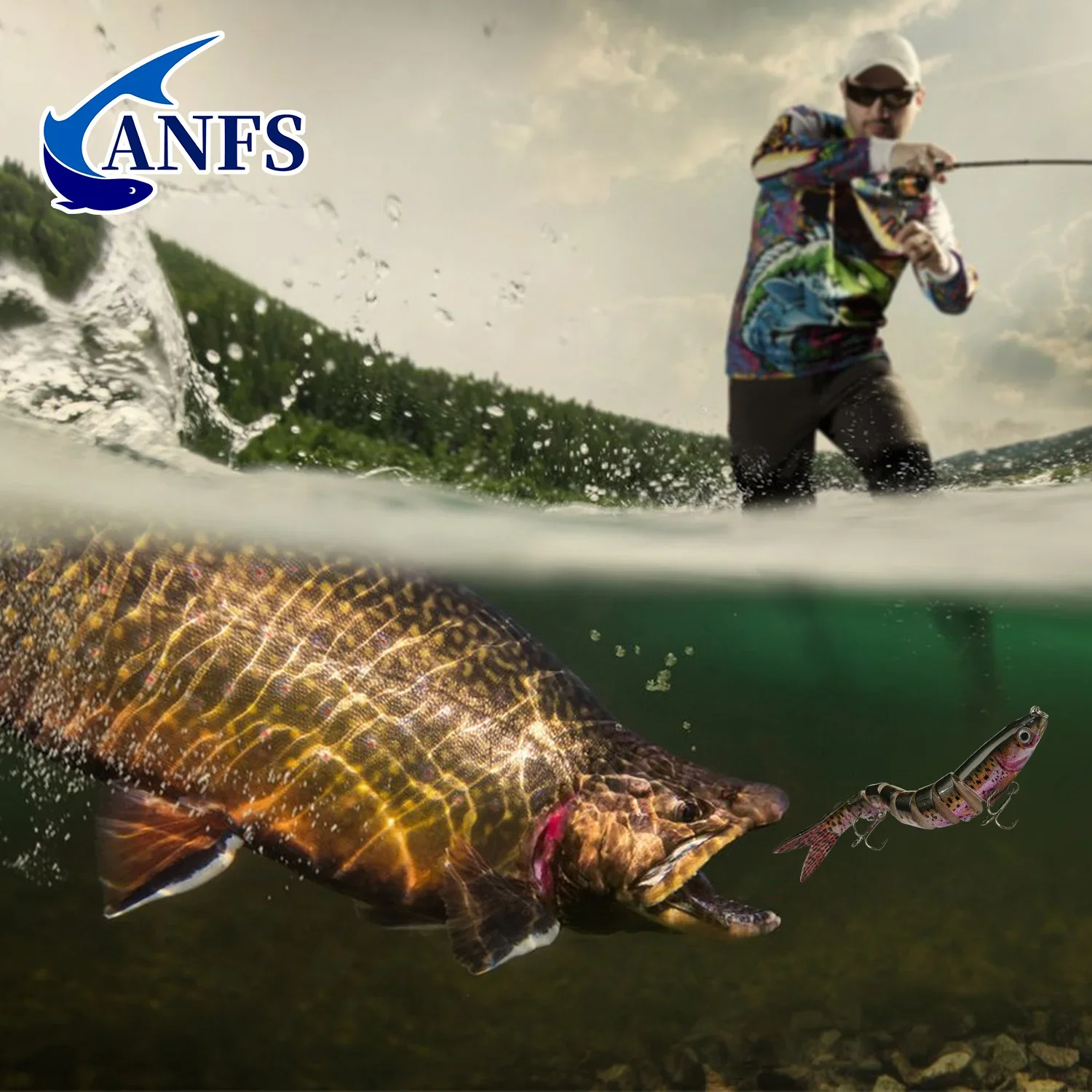 ANFS Señuelo artificial de hundimiento multisección para lubina y salmón - imagen 2