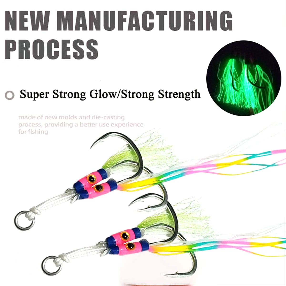 Anzuelo de plumas de plantilla de Metal 1/0 2/0 3/0 4/0 5/0 6/0 anzuelo de Jigging lento anzuelo de pesca anzuelos de asistencia anzuelos de pescado anzuelo doble - imagen 5