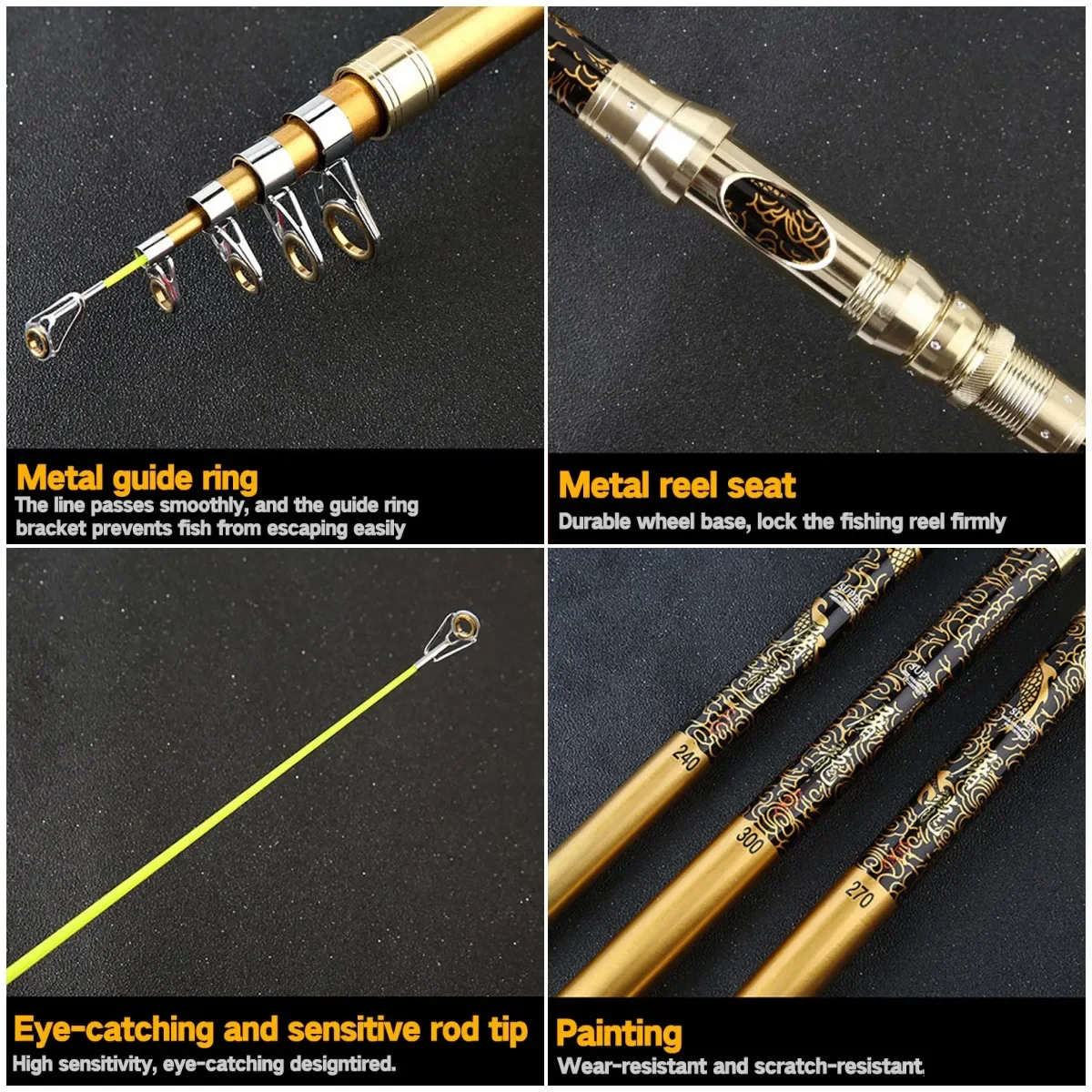 Caña de pescar de mar giratoria telescópica súper dura de 2,1-3,6 M, caña de fundición de tierra de larga distancia, longitud cerrada de 72CM para Pesca en todas las aguas - imagen 4