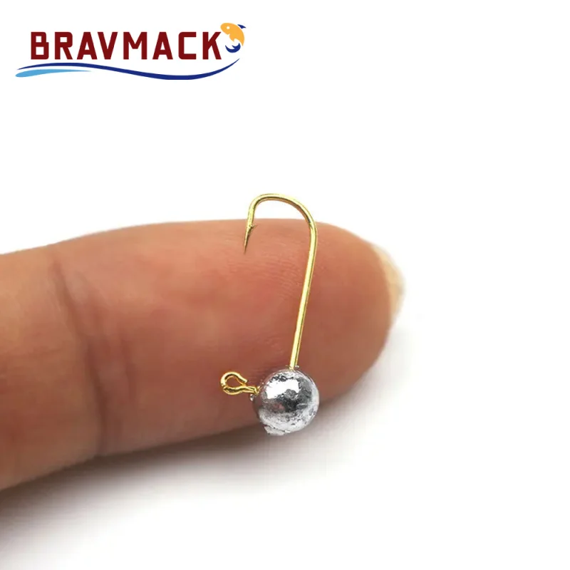 10 unids/lote Mini anzuelos de púas con cabeza de Color dorado, anzuelo con cabeza de plomo, señuelos con cabeza de plantilla, señuelos blandos, anzuelo de pesca, anzuelos de pesca - imagen 4