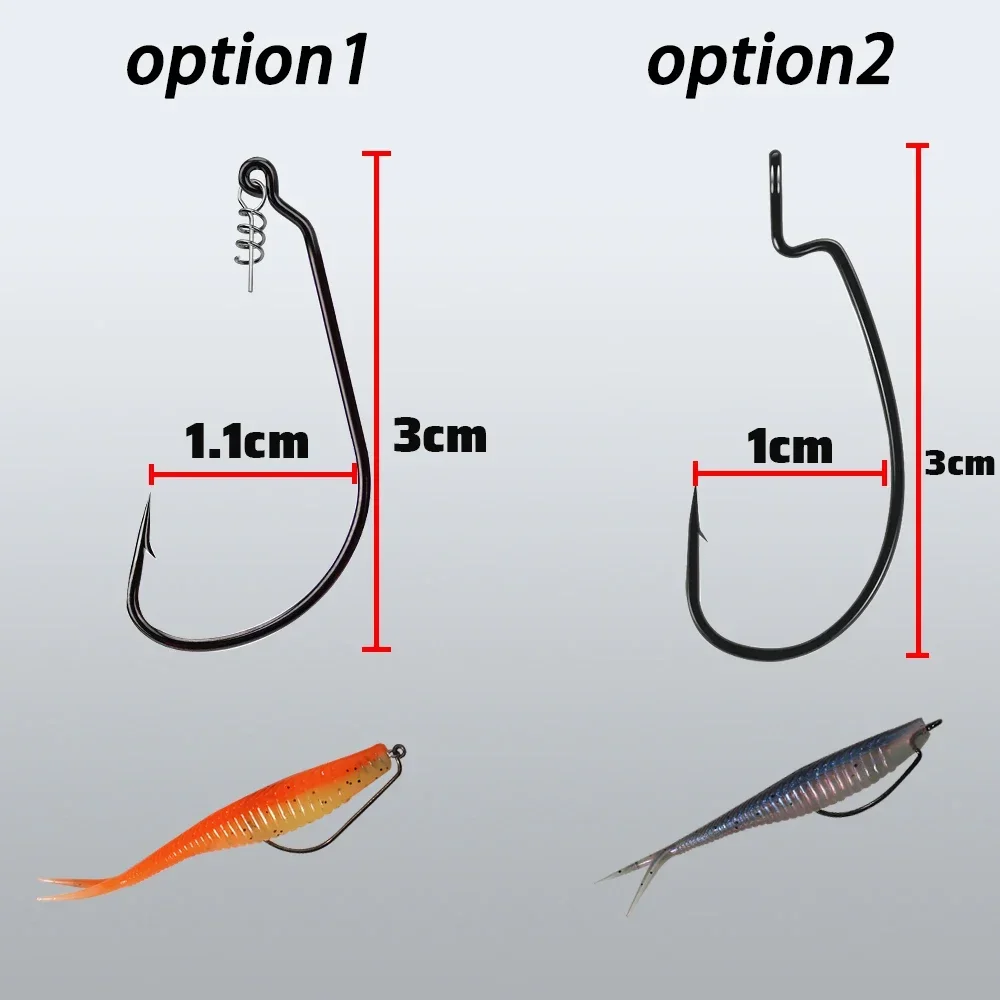 GOBAIT Spring Lock Anzuelo Offset para vinilo de pesca con cola en V - imagen 4
