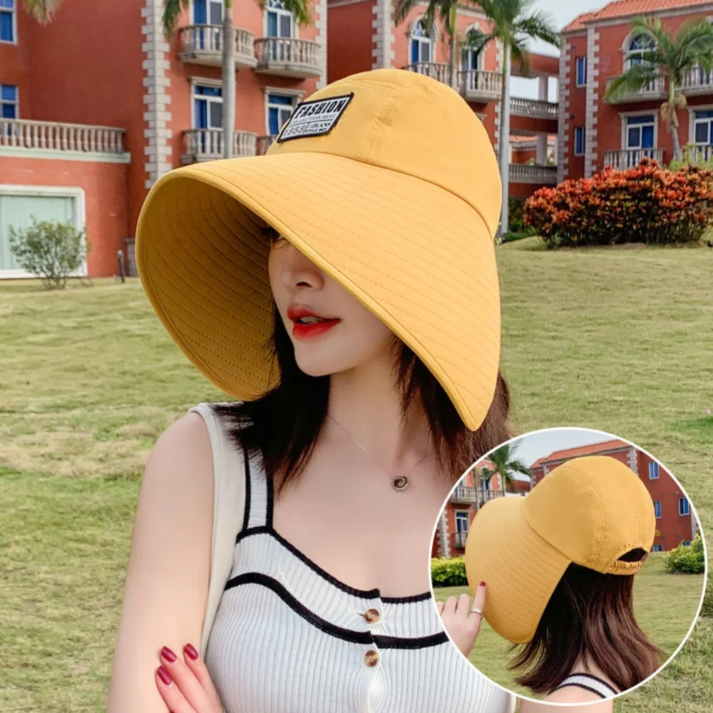 Visera de moda para mujer, sombrero de ala grande, protección solar, gorra de protección solar, protección UV transpirable, sombrero de verano para viaje - imagen 4