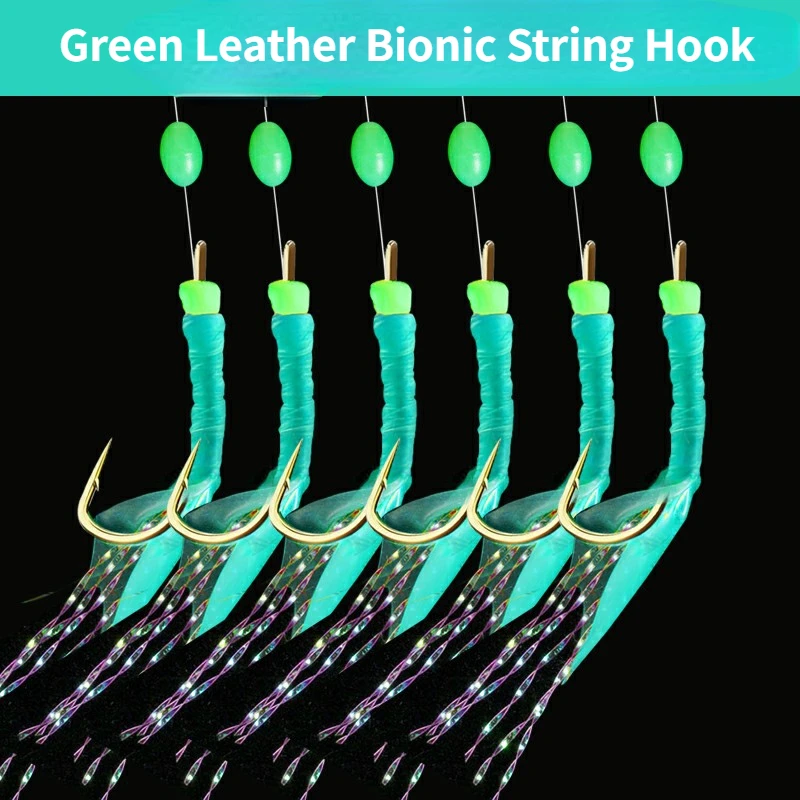 Anzuelo de Pesca Biónico de piel roja, banda blanca, boca Cocked, grupo de Pesca de Mar, gancho de piel de Camarón, 5 piezas por juego, nuevo - imagen 2