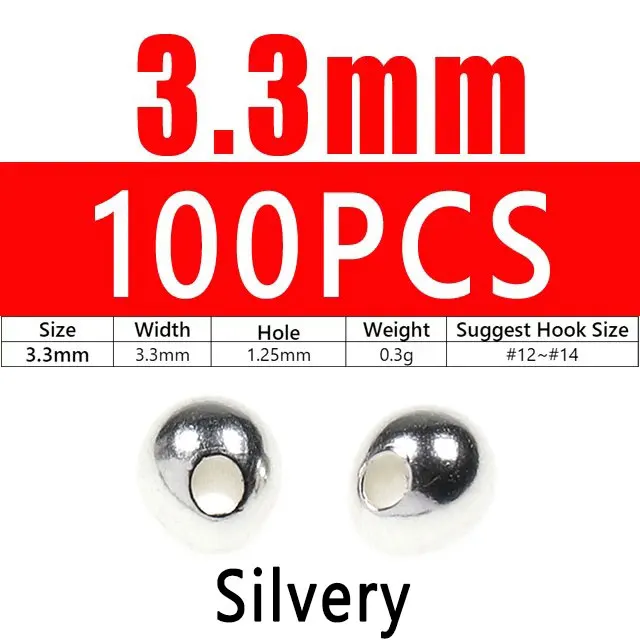 100pcs 3.3mm Silvery