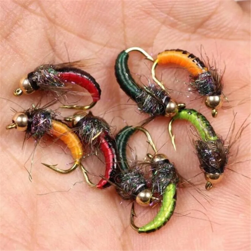 Mosca ninfa Scud con cabeza de latón para trucha - imagen 5