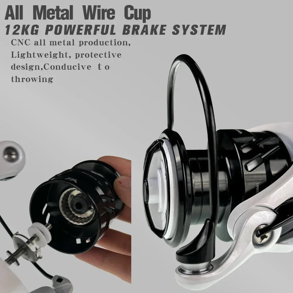 Carrete de Pesca giratorio 5,1: 1/5, relación de transmisión 5 + 1BB, rodamientos de acero inoxidable, arrastre máximo de 15kg, para carpa, agua salada y agua dulce - imagen 3