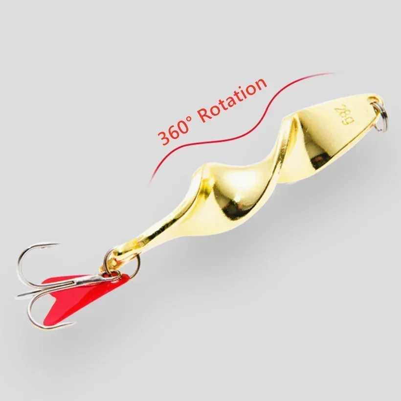 Señuelo de Pesca giratorio de Metal dorado, cebo duro para trucha, Lucio, Pesca, aparejos de gancho triple, 7g, 10g, 14g, 21g, 28g - imagen 3