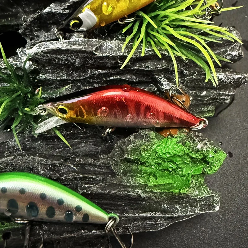 5 uds señuelo de pesca hundimiento minnow 45mm/4,1g señuelo falso, cebo duro de plástico, pesca de rayas blancas, boca de caballo - imagen 5