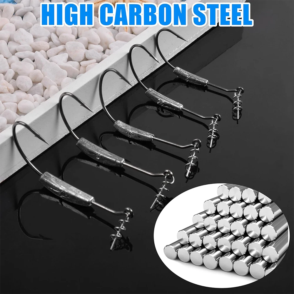 22Pcs Weighted Swimbait Hooks Kit Weighted Fishing Hooks with Twist Lock Weighted Worm Hooks for Soft Worm Bass Fishing Hooks - imagen 4